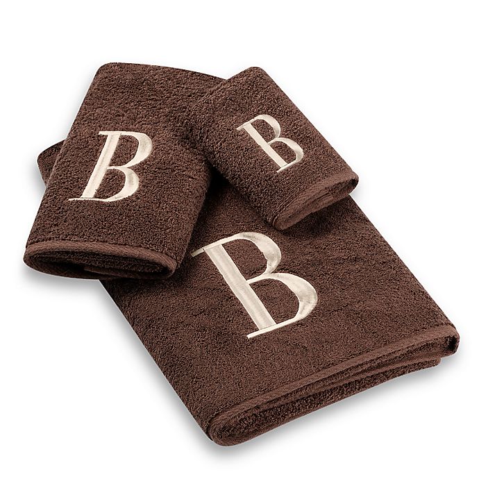 Avanti Premier Ivory Block Monogram Bath Towel Collection in Mocha. View a larger version of this product image.