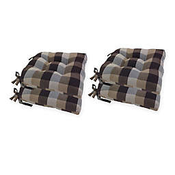 Arlee Home Fashions® Buffalo Plaid Chair Pad in Chocolate (Set of 4)