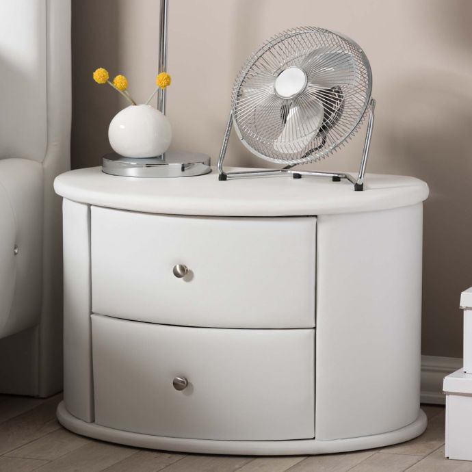 Baxton Studio Ritchie Faux Leather Nightstand | Bed Bath ...