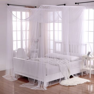 crystal sheer 4-poster bed canopy in white