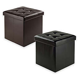 Winsome Trading Ashford Faux Leather Storage Ottoman