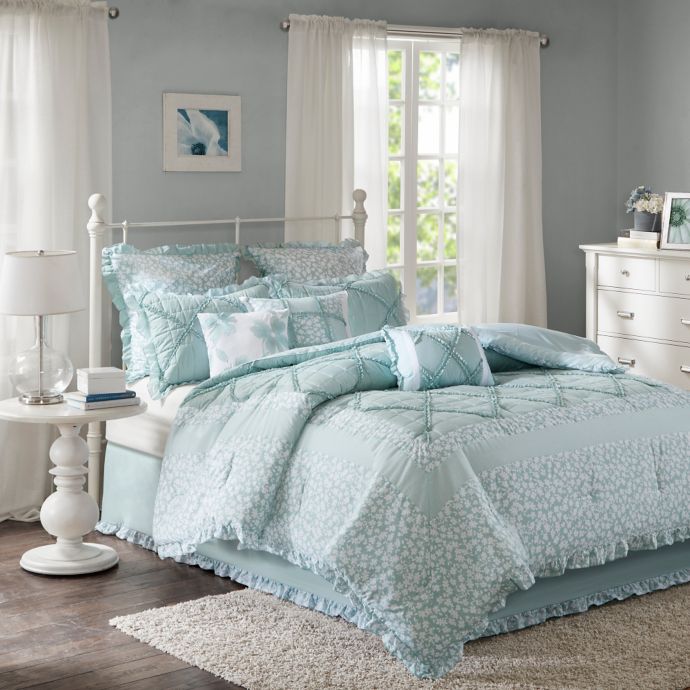 Madison Park Mindy Duvet Cover Set In Aqua Bed Bath Beyond