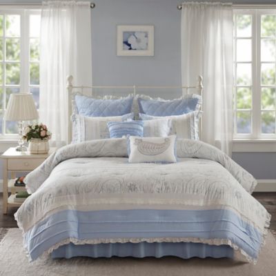 Madison Park Mirabelle 9-Piece Comforter Set In Blue | Bed Bath & Beyond