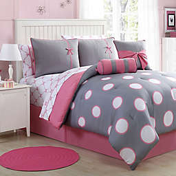 Sophie 10-Piece Full Comforter Set in Pink/Grey