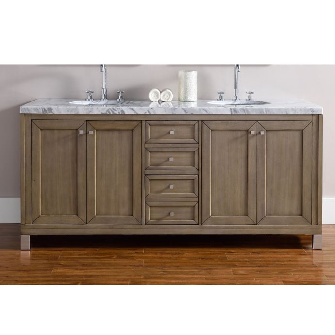 James Martin Furniture Chicago 72Inch Double Vanity with Marble Top in