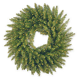 National Tree Company 24-Inch Kingswood Fir Wreath with 250 Battery-Operated Infinity™ Lights