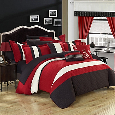 Chic Home Placido 24-Piece Queen Comforter Set in Red. View a larger version of this product image.
