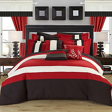 Chic Home Placido 24-Piece Queen Comforter Set in Red. View a larger version of this product image.
