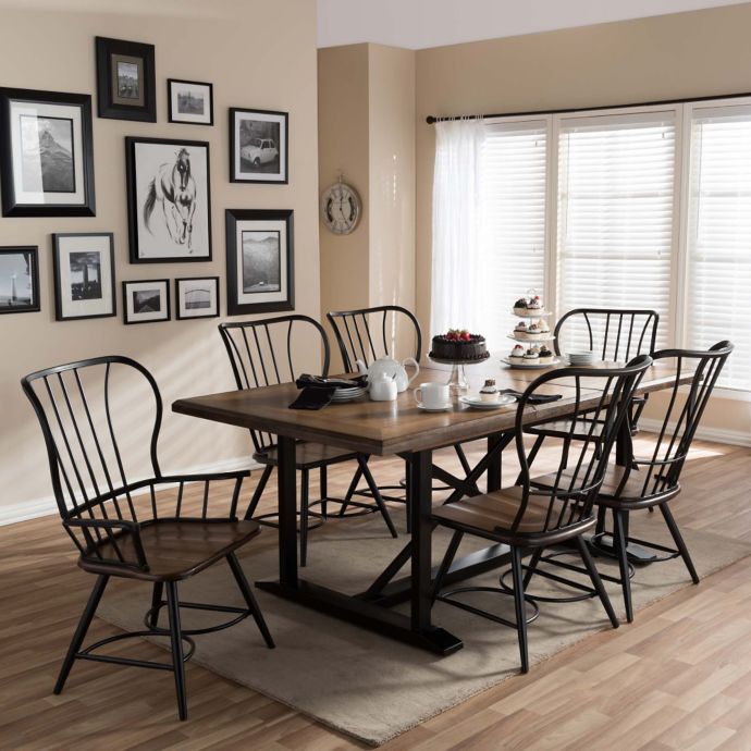 Baxton Studio Longford 7-Piece Dining Set | Bed Bath & Beyond