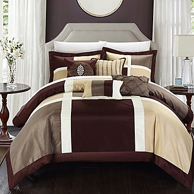 Chic Home Calinda 11-Piece Queen Comforter Set in Brown. View a larger version of this product image.