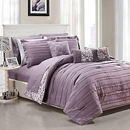 Chic Home Isobelle 10-Piece King Comforter Set in Plum