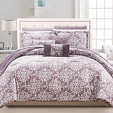 Chic Home Isobelle 10-Piece Queen Comforter Set in Plum. View a larger version of this product image.