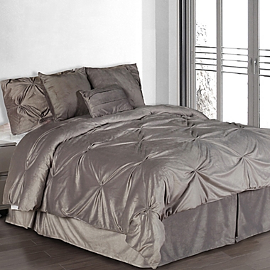 Pintuck Plush 6-Piece Twin Comforter Set in Silver. View a larger version of this product image.