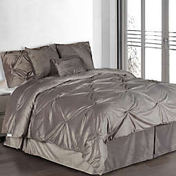 Pintuck Plush 7-Piece Full Comforter Set in Silver