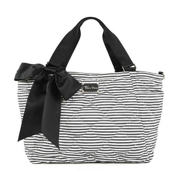 black and white striped diaper bag backpack