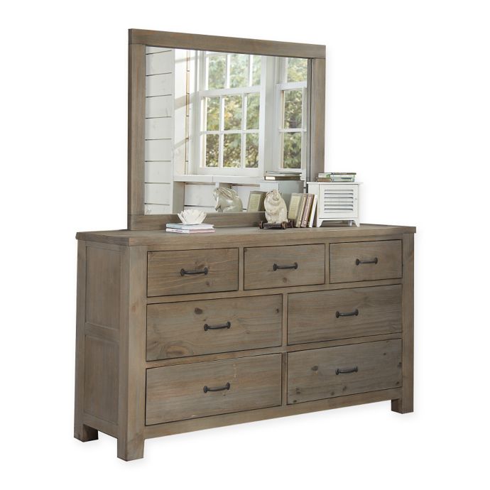 Hillsdale Highlands 7 Drawer Dresser With Mirror In Driftwood