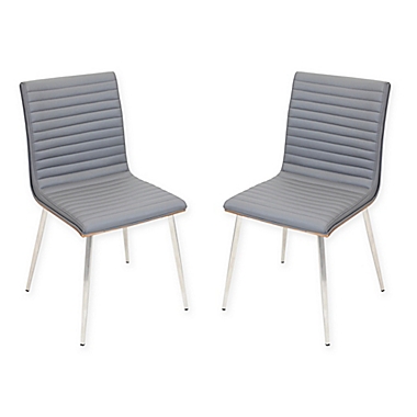LumiSource&reg; Mason Chrome Swivel Chair in Grey (Set of 2). View a larger version of this product image.