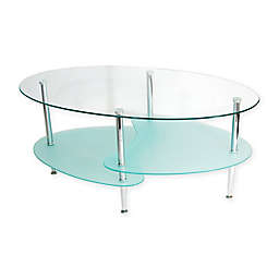 Forest Gate Modern Glass Oval Coffee Table