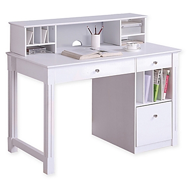 Forest Gate Sophia Modern Home Office Computer Desk with Hutch in White. View a larger version of this product image.