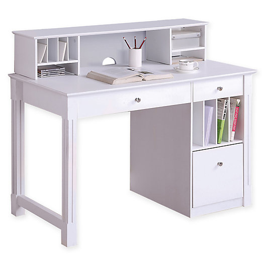 Alternate image 1 for Forest Gate Sophia Modern Home Office Computer Desk with Hutch in White