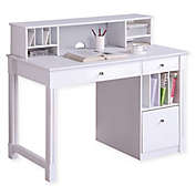 Forest Gate Sophia Modern Home Office Computer Desk with Hutch in White