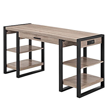 Forest Gate Storage Desk in Driftwood/Black. View a larger version of this product image.