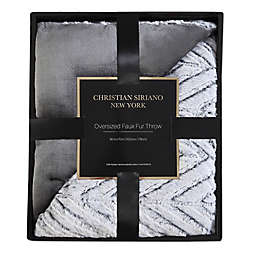 Christian Siriano NY® Chevron Faux Fur Throw Blanket in Grey