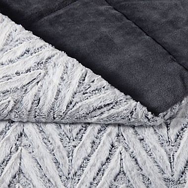 Christian Siriano NY&reg; Chevron Faux Fur Throw Blanket in Grey. View a larger version of this product image.