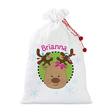 Girl Reindeer Santa Sack in Red. View a larger version of this product image.