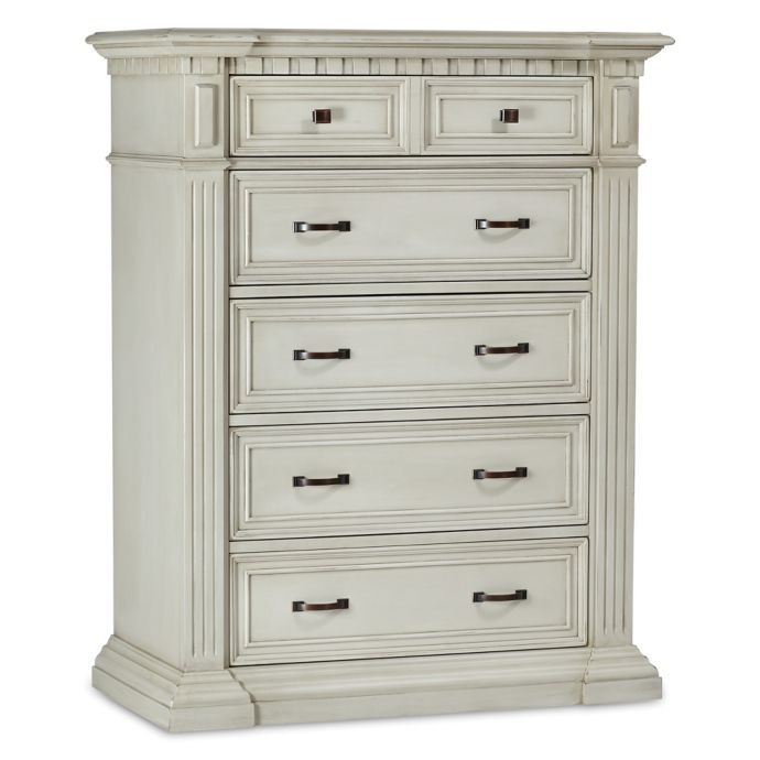 Kingsley Venetian 5 Drawer Dresser In Antique White Bed Bath