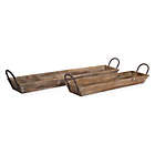 Alternate image 0 for Wooden Tray with Handles in Natural/Brown (Set of 2)