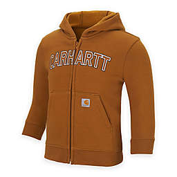 Carhartt® Logo Fleece Zip-Front Hoodie in Brown