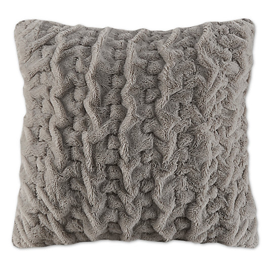 Alternate image 1 for Madison Park Ruched Faux Fur Square European Throw Pillow