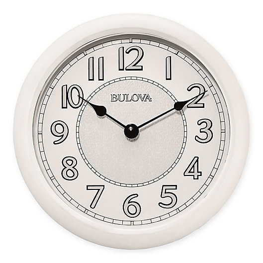 Alternate image 1 for Bulova 8-Inch Quartz Analog with Bluetooth Technology Wall Clock in White