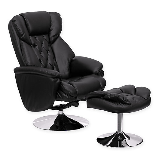 Alternate image 1 for Flash Furniture Transitional Recliner and Ottoman in Black