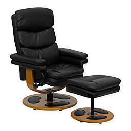 Flash Furniture Contemporary Recliner and Ottoman Set in Black