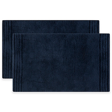 Safavieh 27-Inch x 45-Inch Pencil Stripe Bath Mats in Navy (Set of 2). View a larger version of this product image.