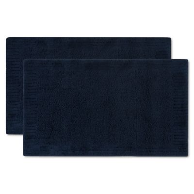 navy bath mat set