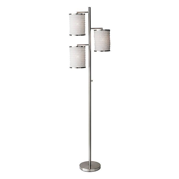 Adesso Bellows 3 Light Tree Floor Lamp In Brushed Steel Bed