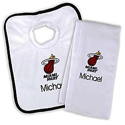 Designs by Chad and Jake NBA Miami Heat Personalized Bib and Burb Cloth Set