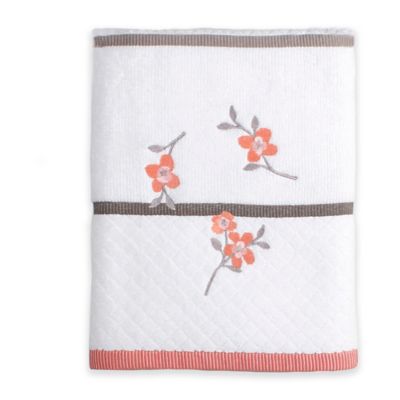 coral and gray towels