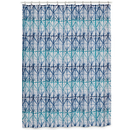 Shibori Geometric Shower Curtain In, Shibori Shower Curtain Cotton