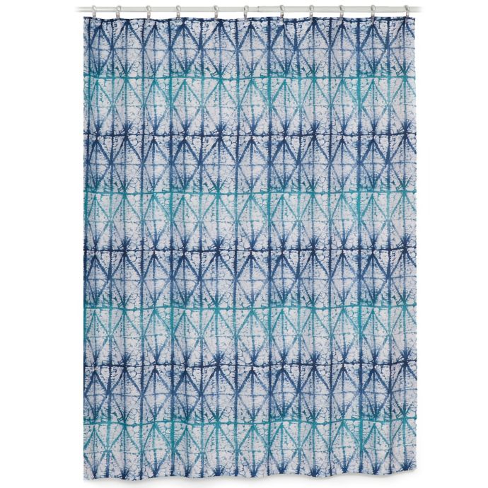 Shibori Geometric Shower Curtain In Indigo Bed Bath And Beyond