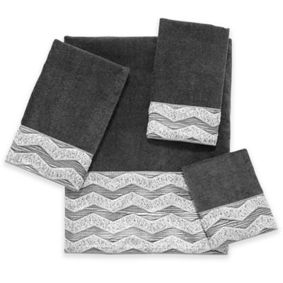 grey and white chevron towels