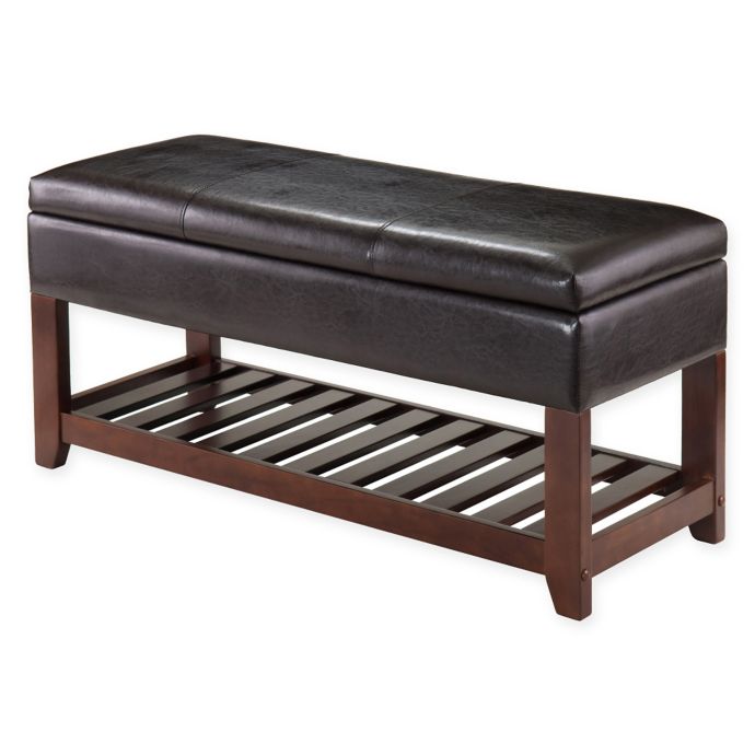 Winsome Trading Monza Storage Bench with Cushion Seat in Walnut | Bed ...