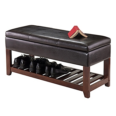 Winsome Trading Monza Storage Bench with Cushion Seat in Walnut. View a larger version of this product image.