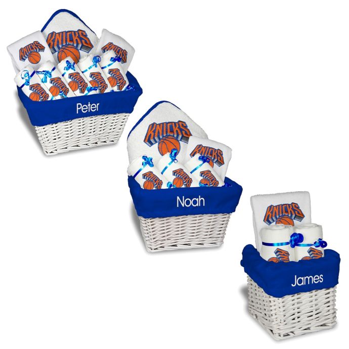 Designs by Chad and Jake NBA Personalized New York Knicks Gift Basket in White Bed Bath and