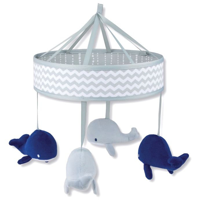 Wendy Bellissimo Mix Match Whale Musical Mobile In Grey Navy