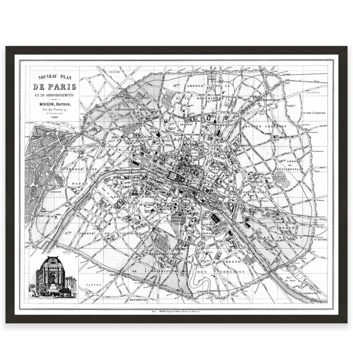 Black And White Paris Map Canvas Wall Art Bed Bath Beyond