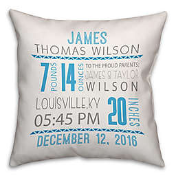 Birth Announcement Pillow in Blue